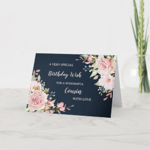 Carte d'anniversaire Pink Flowers Cousin