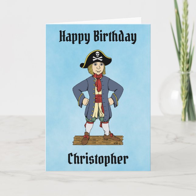 Carte d'Anniversaire Pirate Cute (Devant)