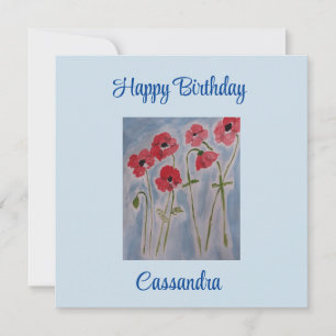 Carte d'anniversaire plat Wild Red Poppies