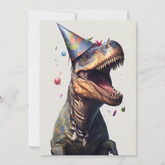 Carte d'anniversaire plate avec dinosaure T-Rex