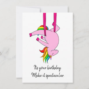 Carte d'anniversaire plate Unicorn soie aérienne