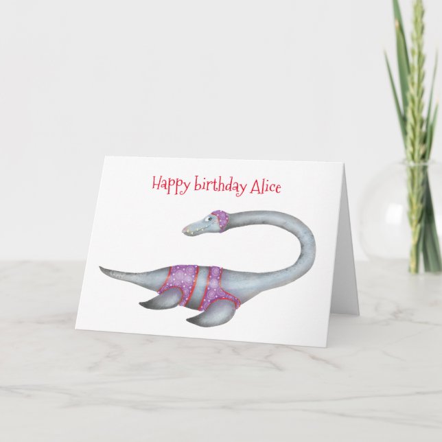 Carte d'anniversaire Plesiosaur personnalisée (Devant)