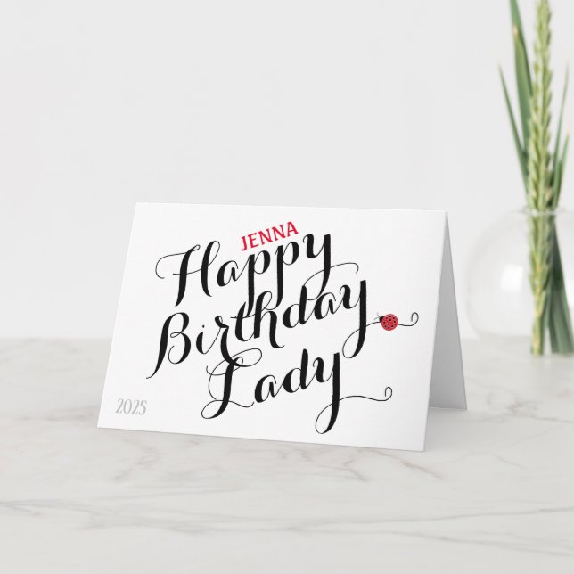 Carte d'anniversaire pliée Ladybug (blanc) (Devant)