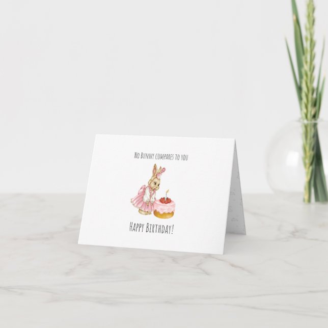 Carte d'anniversaire pliée lapin mignonne (Devant)