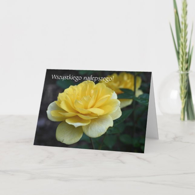 Carte d'anniversaire polonaise Sto Lat Rose jaune (Devant)