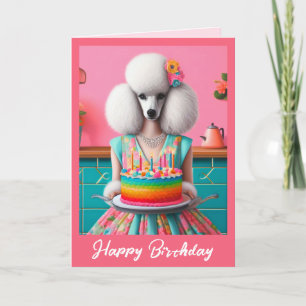 Carte d'anniversaire   Poodle Chien gâteau d'anniv