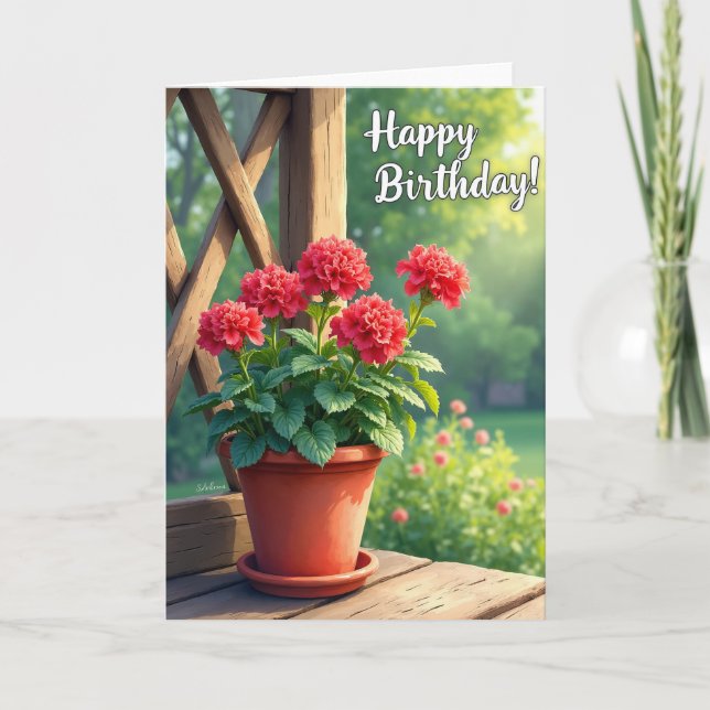 Carte d'anniversaire Pot Rustique (Devant)