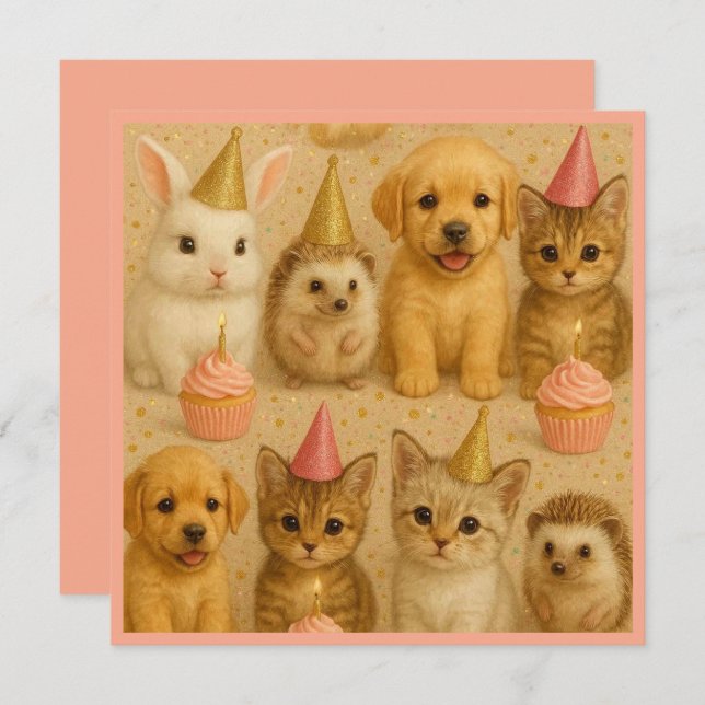 Carte d'anniversaire pour bébé animal ! (Devant / Derrière)