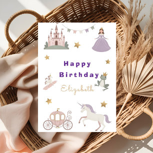 Carte d'anniversaire pour bébé fille avec un châte