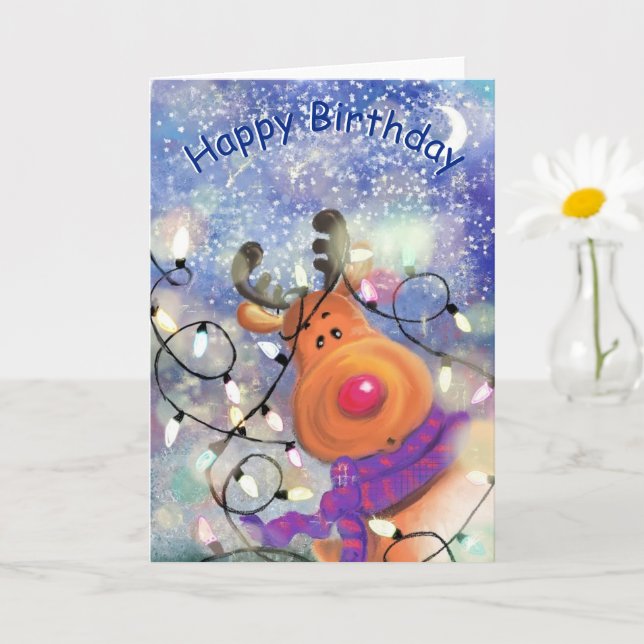 Carte d'anniversaire pour bébé Rindeer heureux (Petite plante)