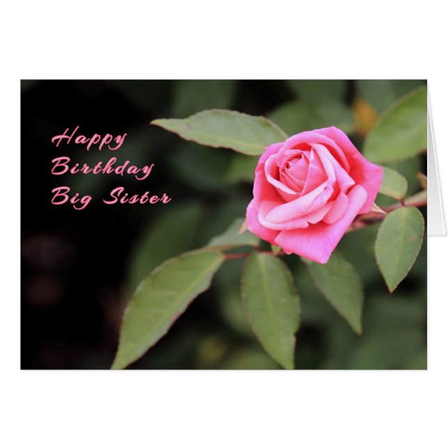 Carte d'anniversaire pour Big Sister Rose (Devant horizontal)