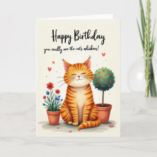 Carte d'anniversaire pour chat de jardin