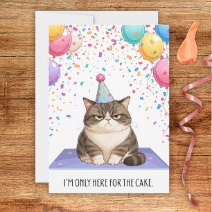 Carte d'anniversaire pour chat gras sarcastique