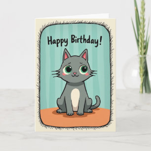 Carte d'anniversaire pour chat gris douce