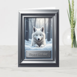 Carte d'anniversaire pour chien blanc joyeux