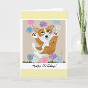 Carte d'anniversaire pour chien Corgi
