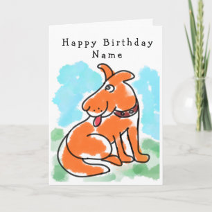 Carte d'anniversaire pour chien de caricature pour