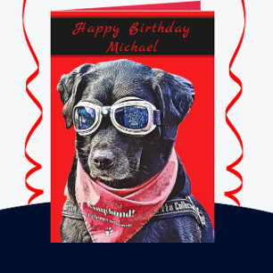 Carte d'anniversaire pour chien labrador noir mec