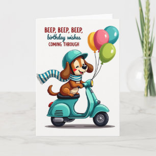 Carte d'anniversaire pour chien scooter