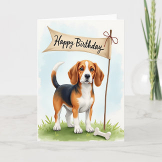Carte d'anniversaire pour chien tricolore douce