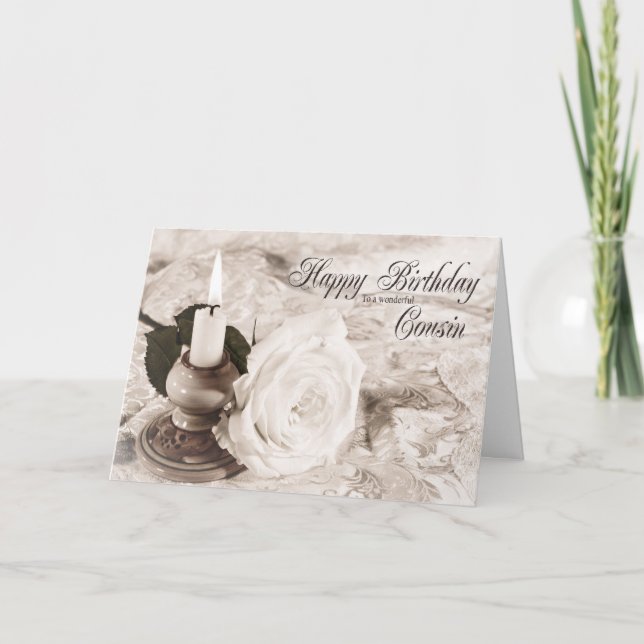 Carte d'anniversaire pour Cousin, La bougie et le  (Devant)
