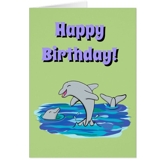 carte d'anniversaire pour dauphins mignons et heur (Devant)