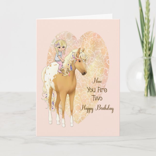 Carte d'anniversaire pour deux ans avec cheval (Devant)