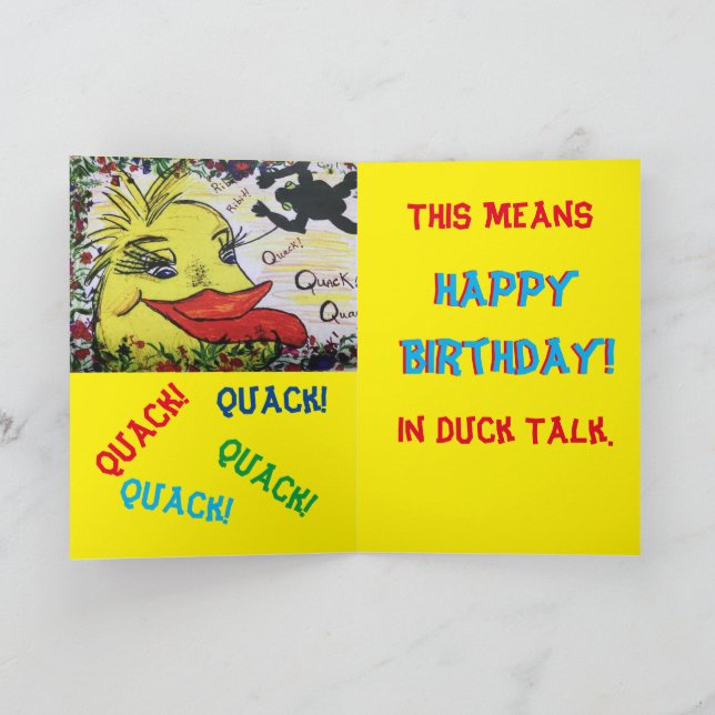 Carte d'anniversaire pour enfant canard (Intérieur)