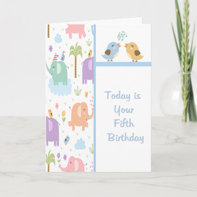 Carte d'anniversaire pour enfant de cinq ans (Devant)