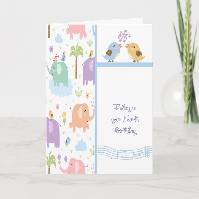 Carte d'anniversaire pour enfant de quatre ans (Devant)