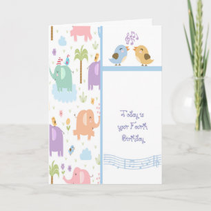 Carte d'anniversaire pour enfant de quatre ans