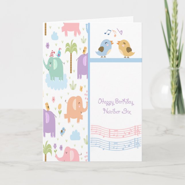 Carte d'anniversaire pour enfant de six ans (Devant)