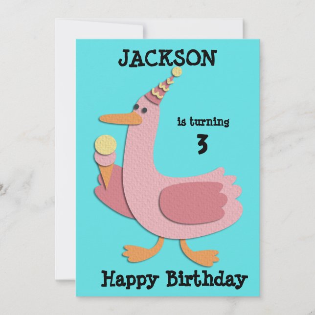 Carte d'anniversaire pour enfants avec animaux ado (Devant)