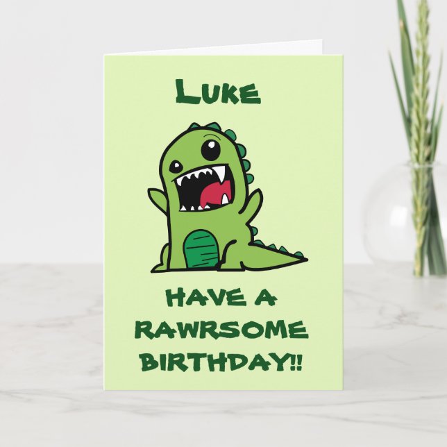 Carte d'anniversaire pour enfants Dinosaur personn (Devant)