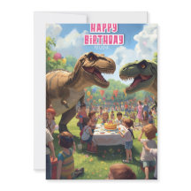 Carte d'anniversaire pour enfants dinosaures