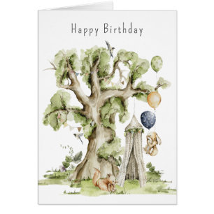 Carte d'anniversaire pour enfants en bois mignonne