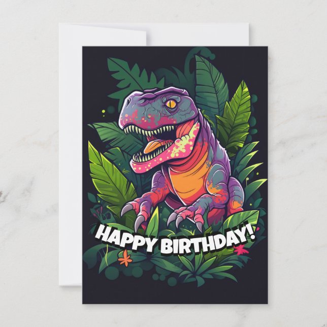 Carte d'anniversaire pour enfants Jurassic Dino Di (Devant)