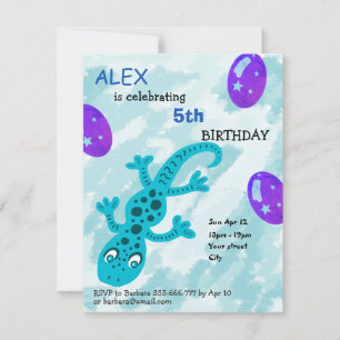 Carte d'anniversaire pour enfants Lézard Gecko
