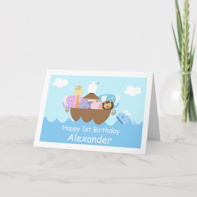 Carte d'anniversaire pour enfants Noah's Ark (Devant)