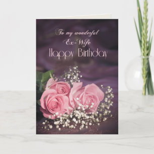 Carte d'anniversaire pour ex-femme aux roses roses