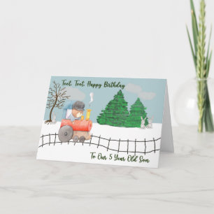 Carte d'anniversaire pour fils de 5 ans avec train