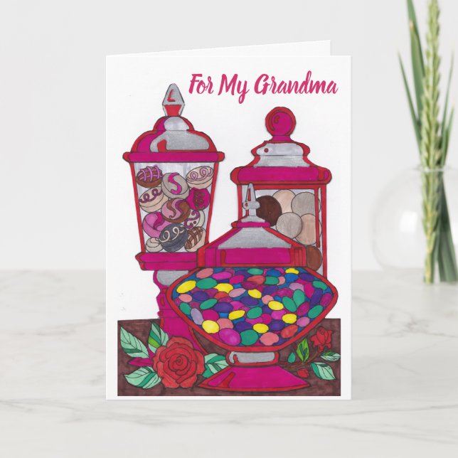 Carte d'anniversaire pour grand-mère - Jelly Bean  (Devant)