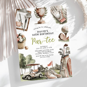 Carte d'anniversaire pour homme de golf en plein a