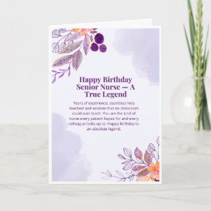 Carte d'anniversaire pour infirmière expérimentée