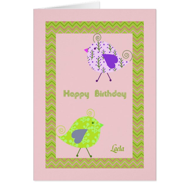 Carte d'anniversaire pour Laela avec des oiseaux d (Devant)