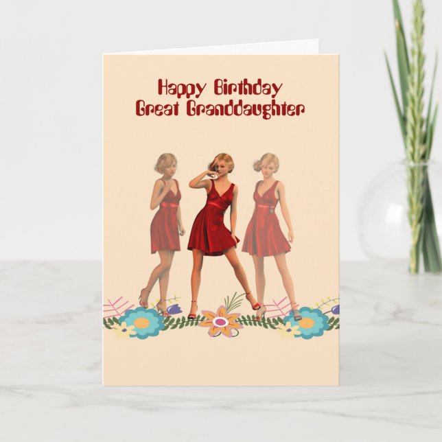 Carte d'anniversaire pour l'arrière-petite-fille (Devant)