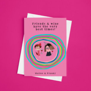Carte d'anniversaire pour les amis et le vin