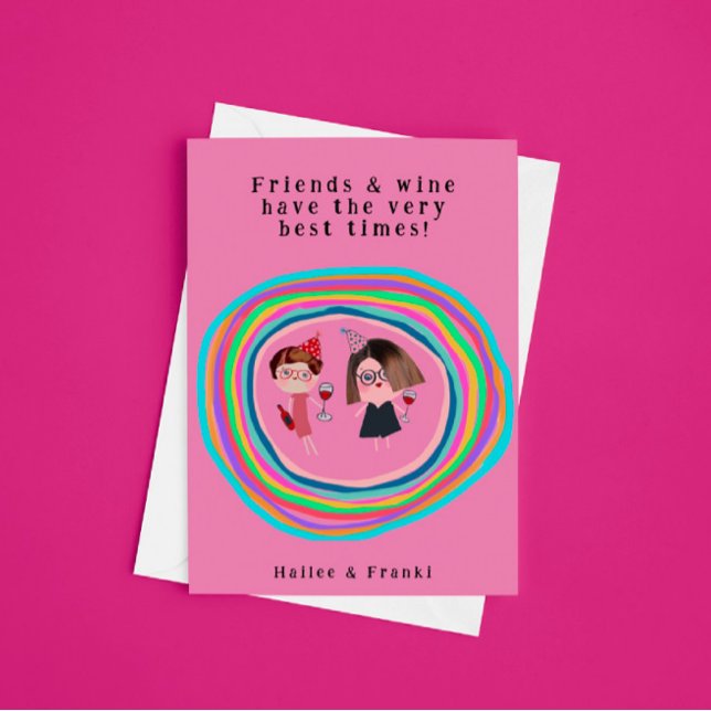 Carte d'anniversaire pour les amis et le vin (Créateur téléchargé)
