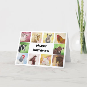 Carte d'anniversaire pour les animaux de ferme