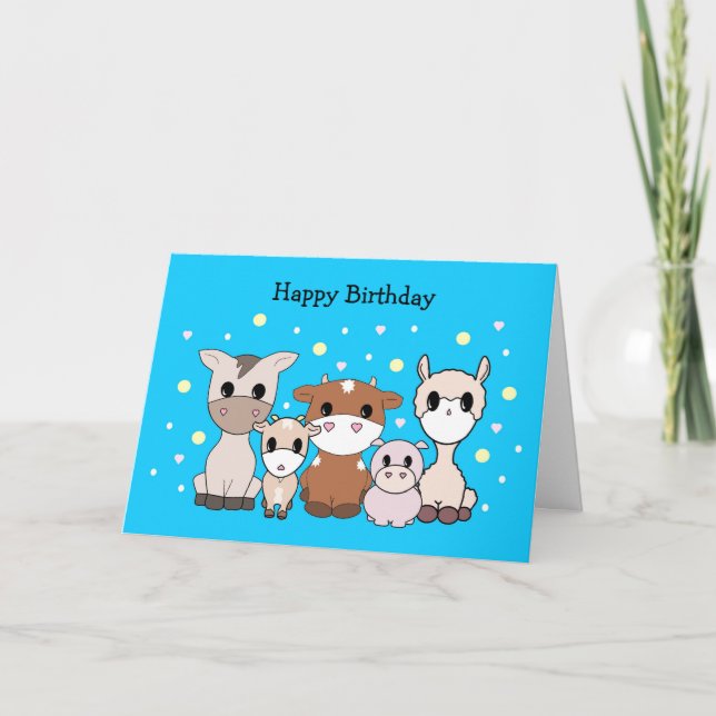 Carte d'anniversaire pour les animaux de ferme pou (Devant)